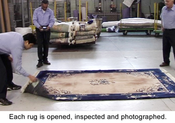 Each Rug is opened, inspected and photographed.